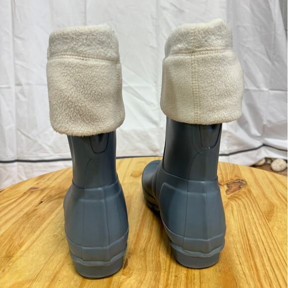 Hunter Rubber Waterproof Short Boot with Socks Liner Blue/White Women's Size 10 - Picture 5 of 8